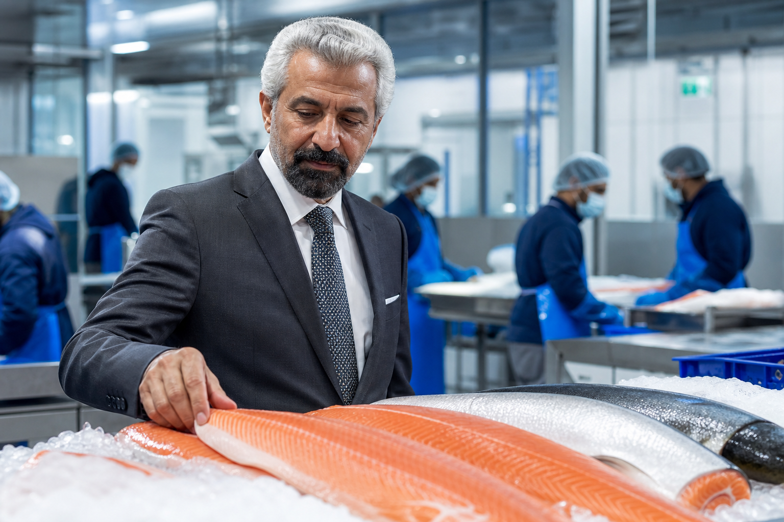 Sultan Al Shene inspecting seafood processing